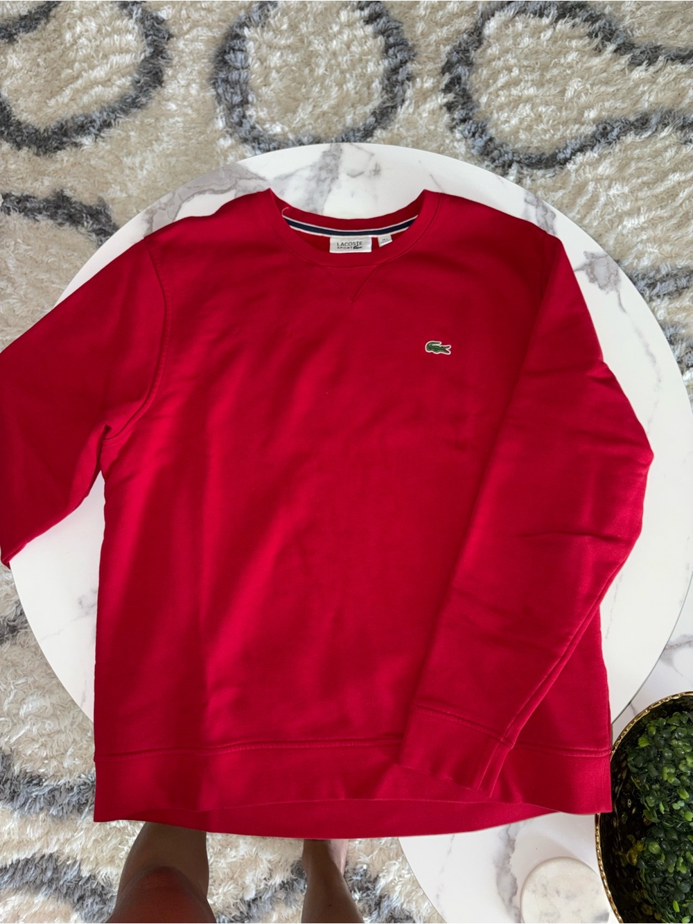 Lacoste Bright Red Men's Crewneck Sweatshirt with Crocodile Logo